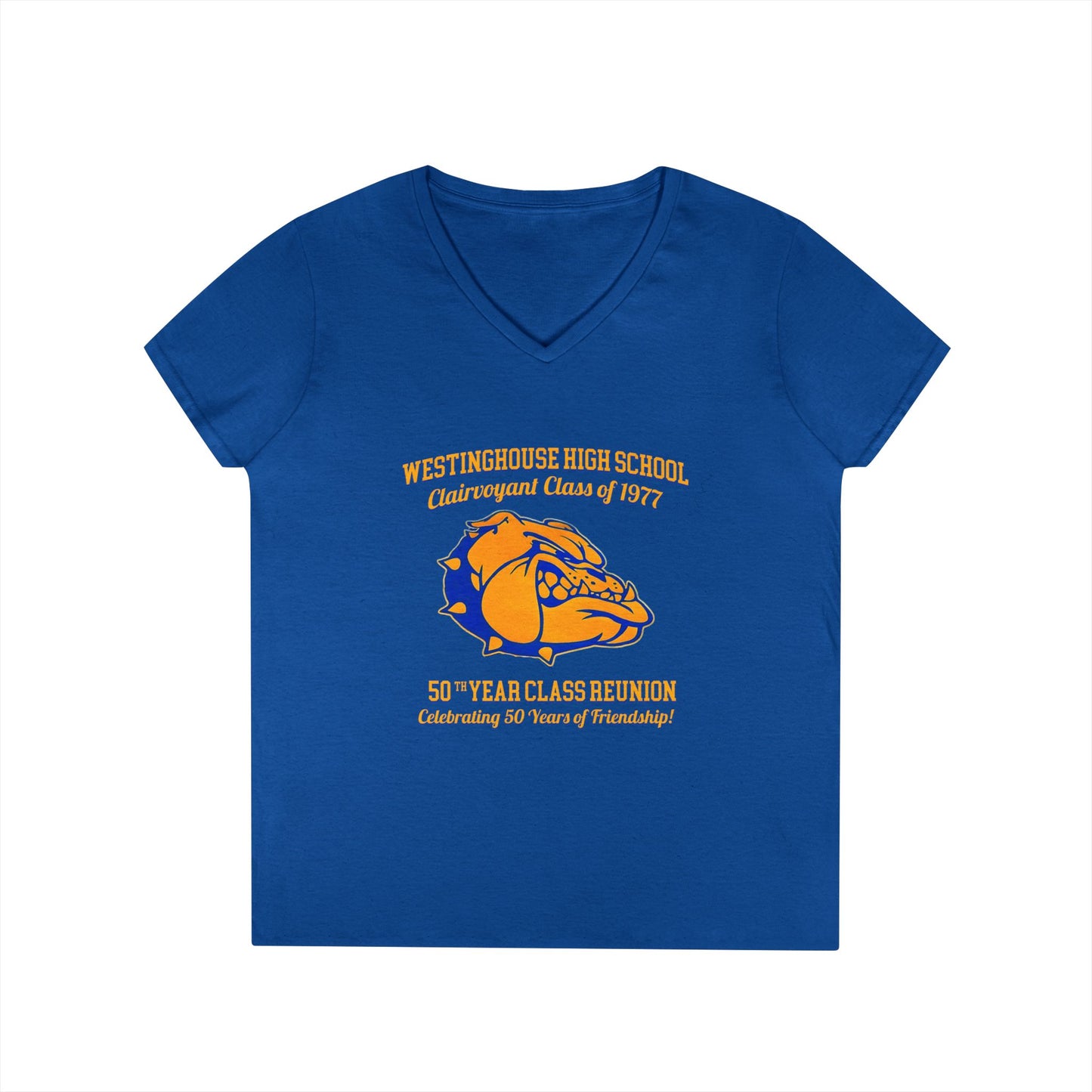 Class Reunion V-Neck T-Shirt — Westinghouse High School Class of 1977 50th Reunion