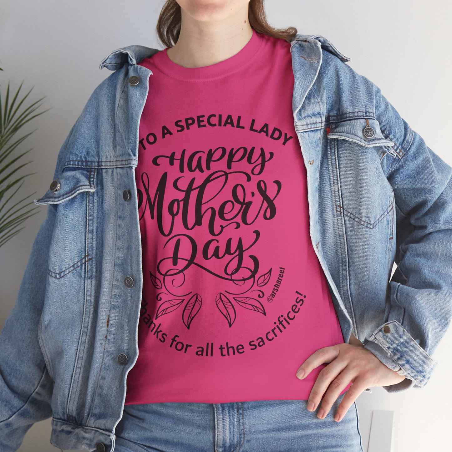 Mother's Day T-Shirt Black Font — "To a Special Lady: Happy Mother's Day" Floral Tee