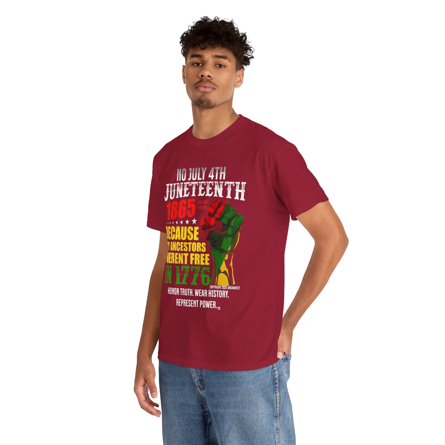 Juneteenth - No July 4th - Unisex Heavy Cotton Awareness Tee