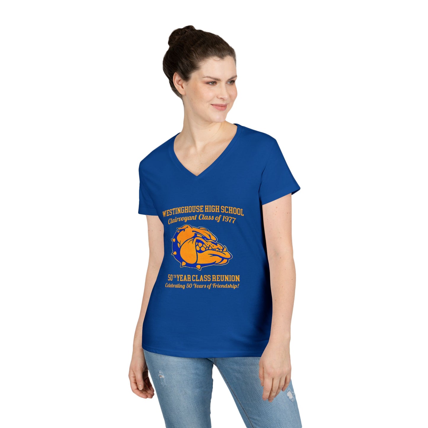 Class Reunion V-Neck T-Shirt — Westinghouse High School Class of 1977 50th Reunion