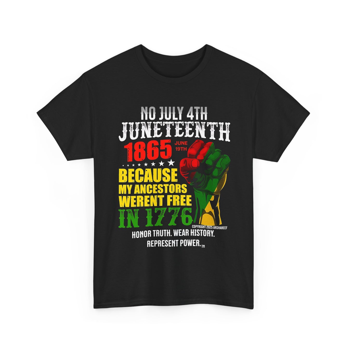 Juneteenth - No July 4th - Unisex Heavy Cotton Awareness Tee