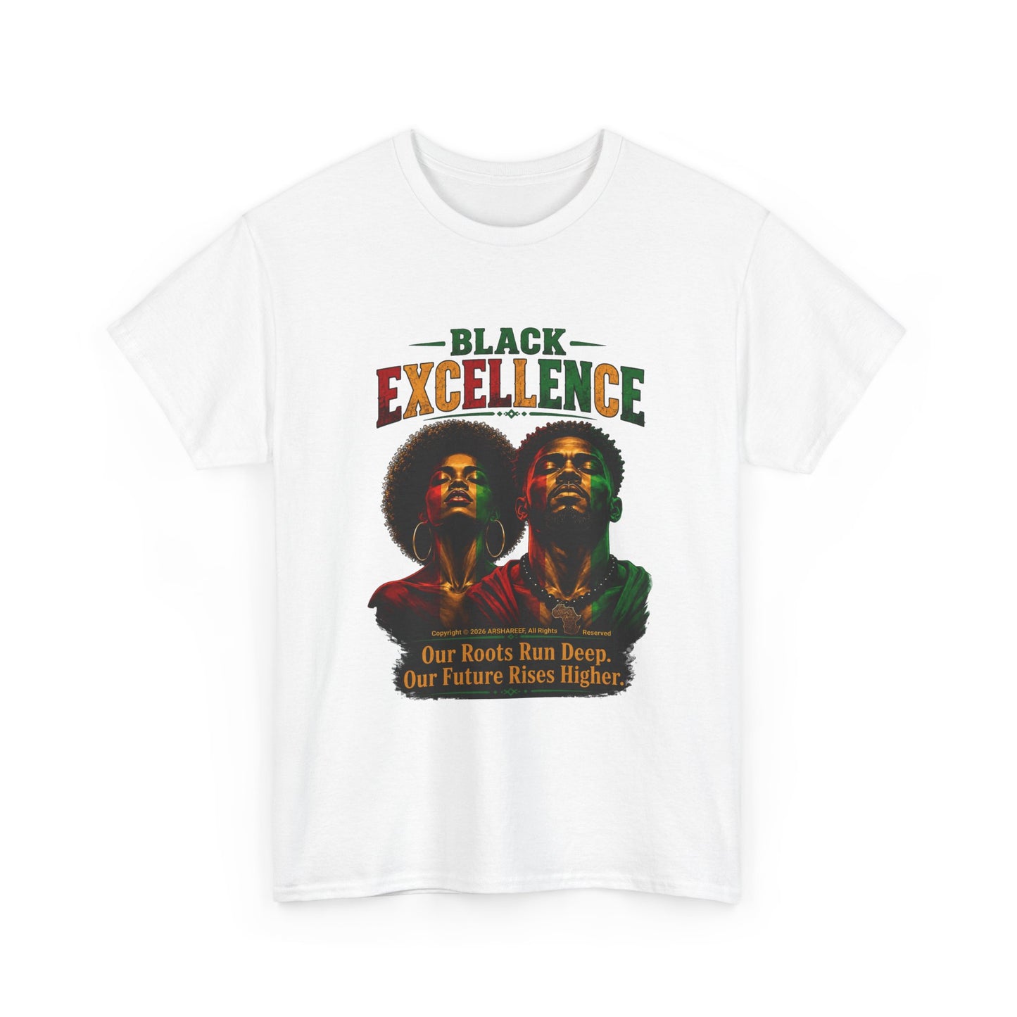 Black Excellence Couple "Our Roots Run Deep, Our Future Rises Higher" Retro Afrocentric Tee