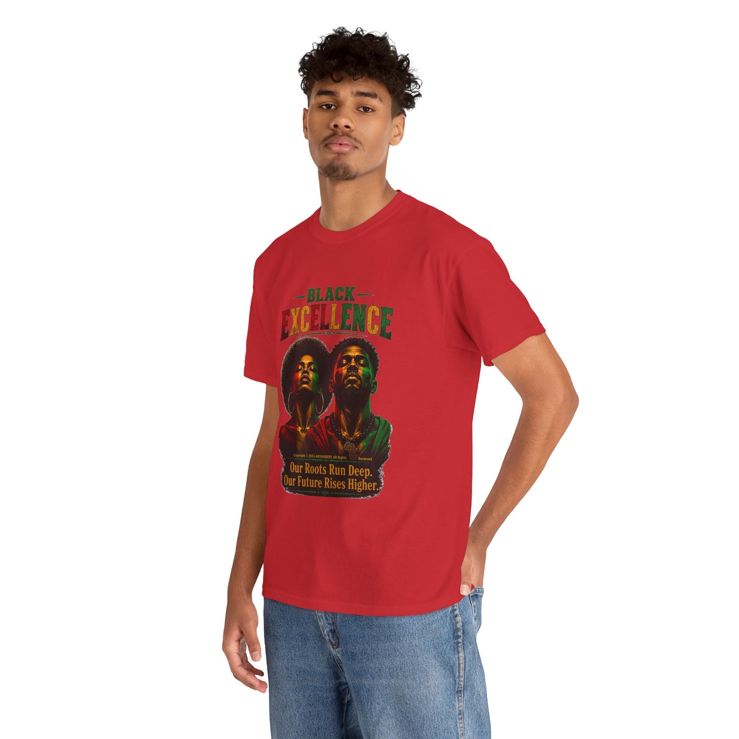 Black Excellence Couple "Our Roots Run Deep, Our Future Rises Higher" Retro Afrocentric Tee