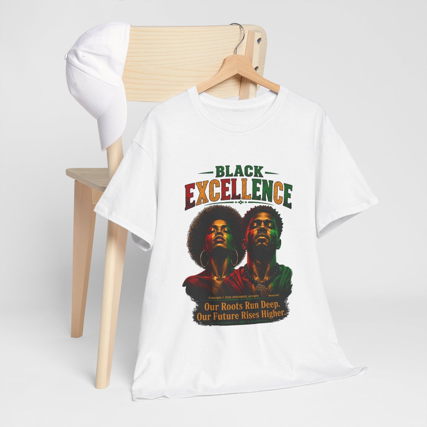 Black Excellence Couple "Our Roots Run Deep, Our Future Rises Higher" Retro Afrocentric Tee