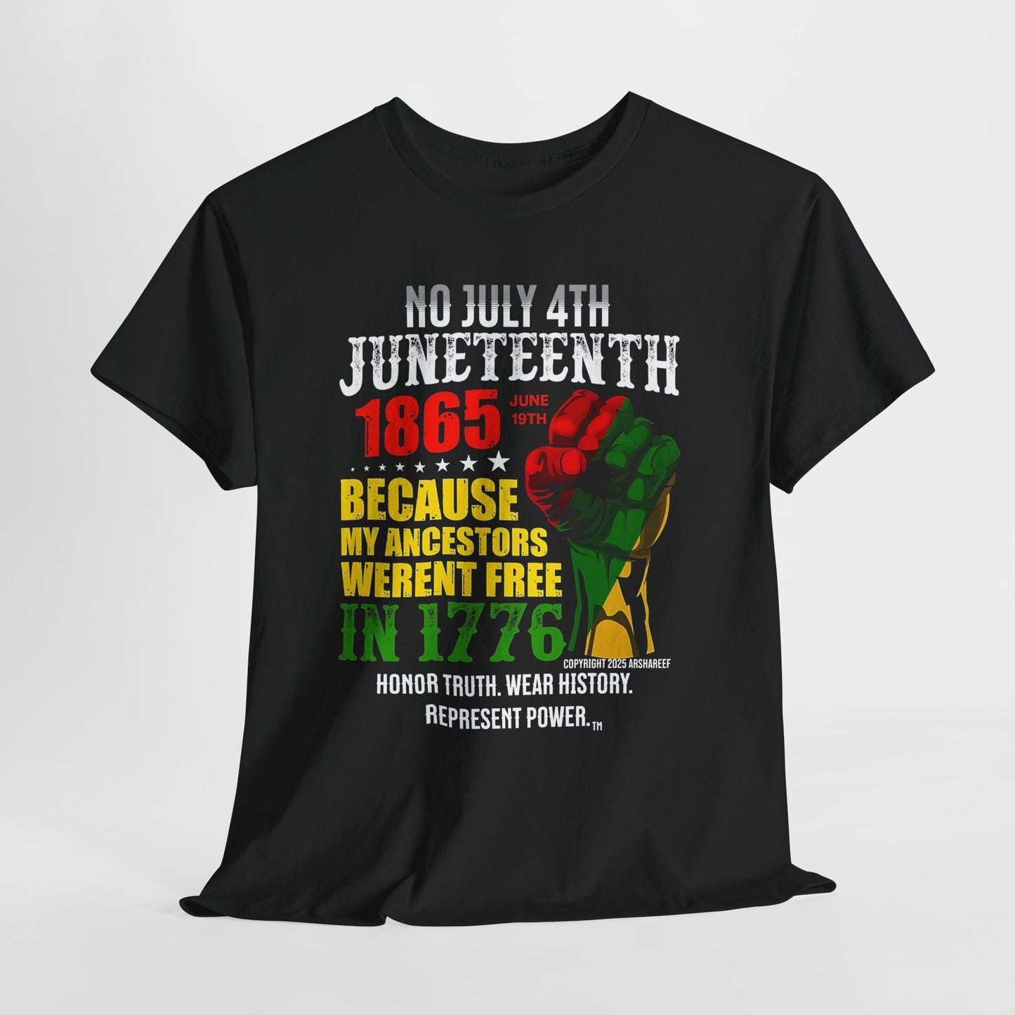 Juneteenth - No July 4th - Unisex Heavy Cotton Awareness Tee
