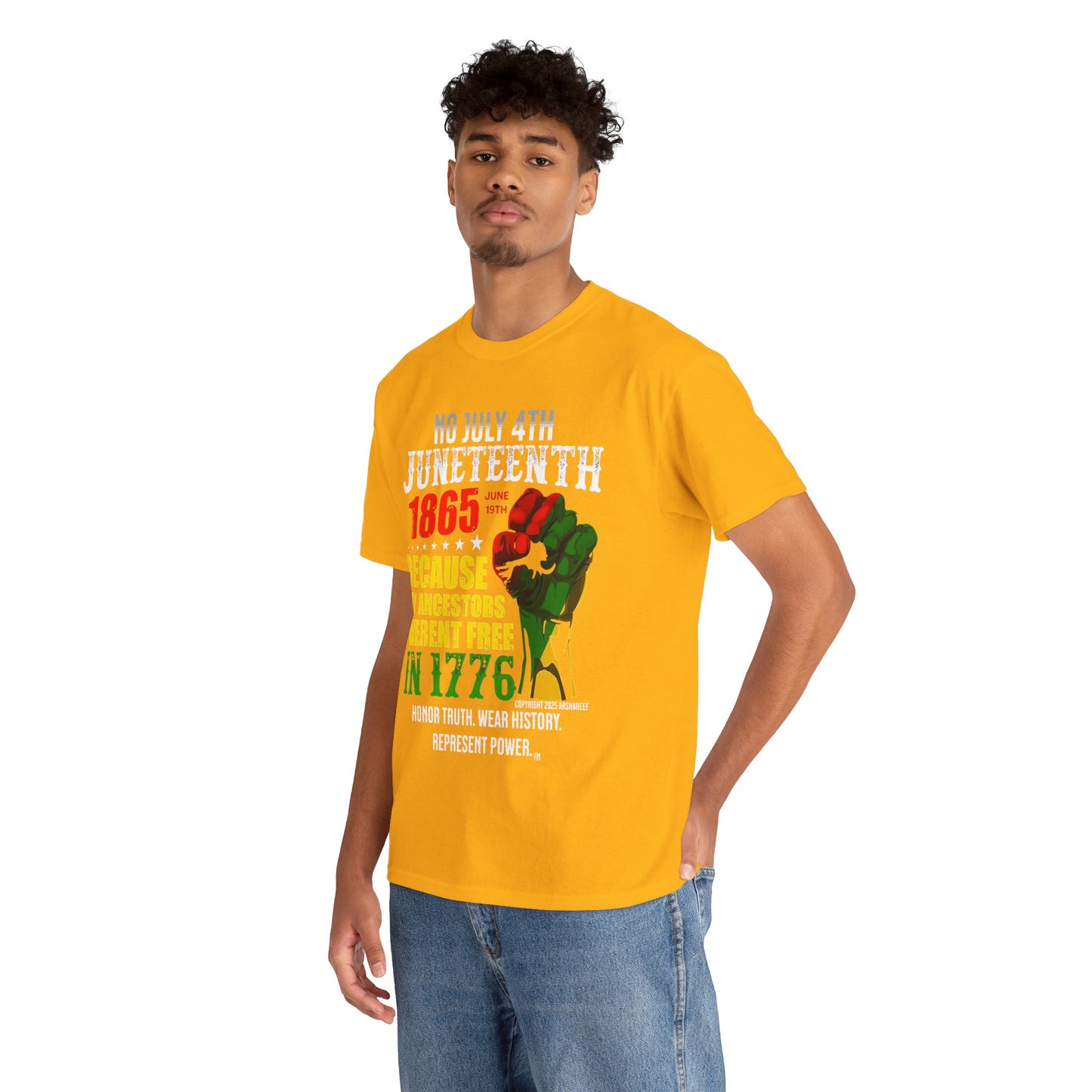 Juneteenth - No July 4th - Unisex Heavy Cotton Awareness Tee