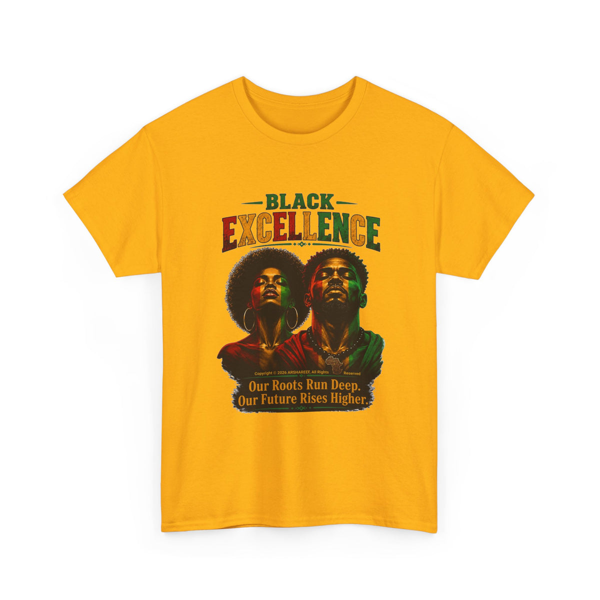Black Excellence Couple "Our Roots Run Deep, Our Future Rises Higher" Retro Afrocentric Tee