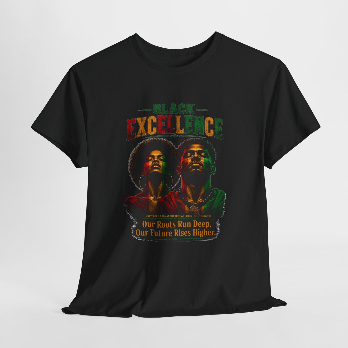 Black Excellence Couple "Our Roots Run Deep, Our Future Rises Higher" Retro Afrocentric Tee