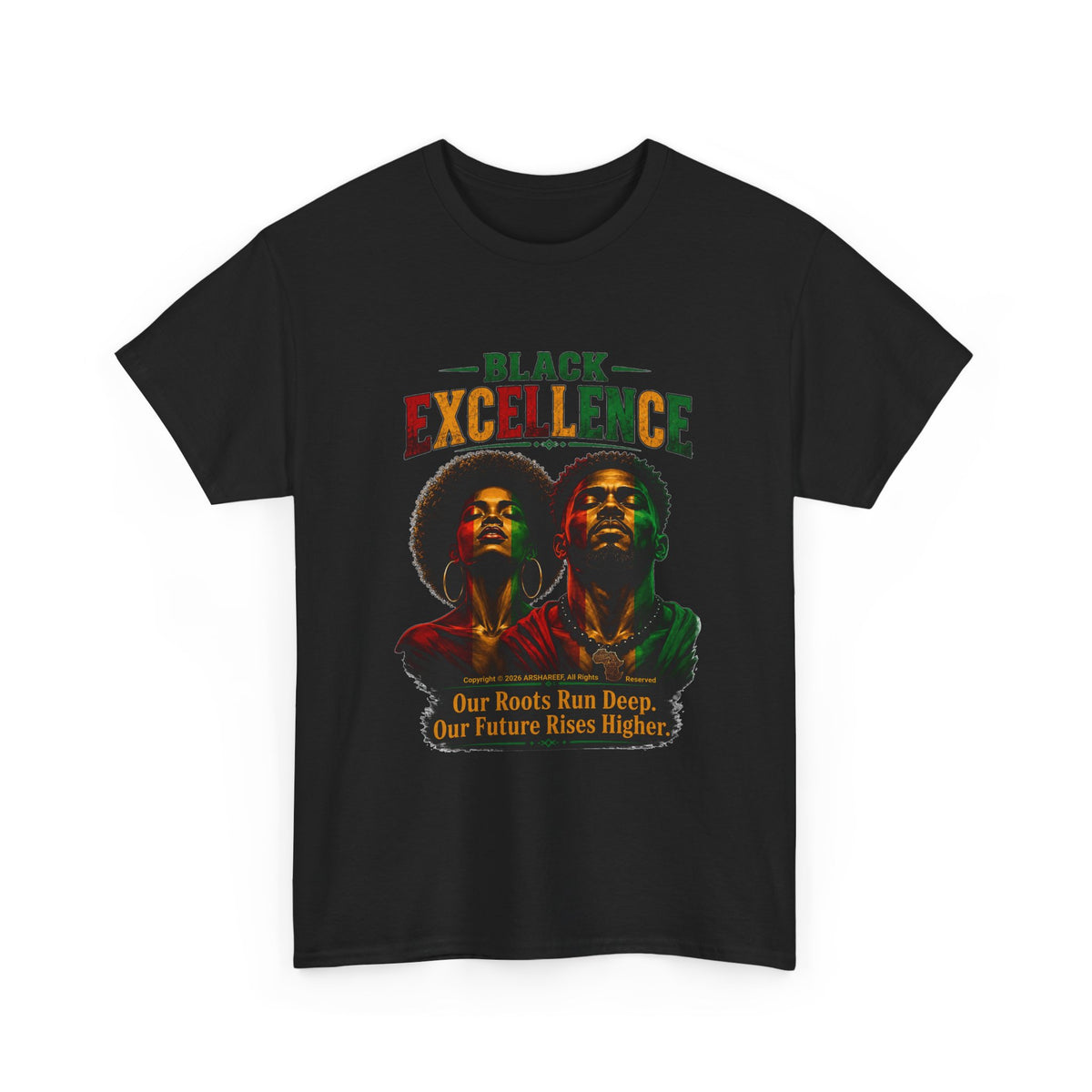 Black Excellence Couple "Our Roots Run Deep, Our Future Rises Higher" Retro Afrocentric Tee