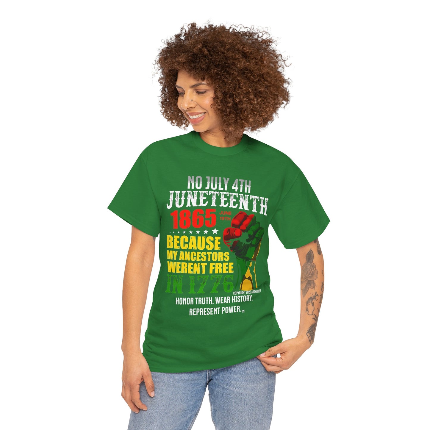 Juneteenth - No July 4th - Unisex Heavy Cotton Awareness Tee