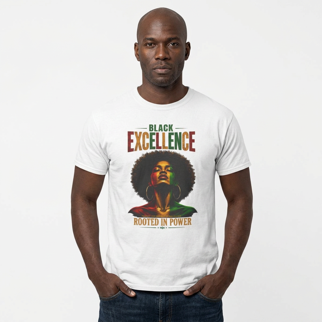 Black Excellence Sista "Rooted in Power" Afrocentric Empowerment Tee