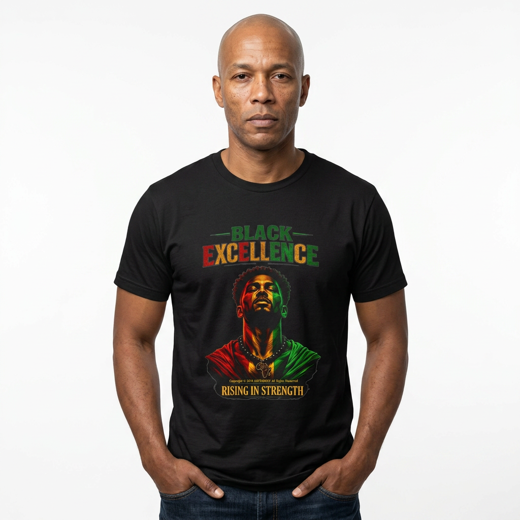 Black Excellence Brotha "Rising in Strength" Inspirational Afrocentric T-Shirt