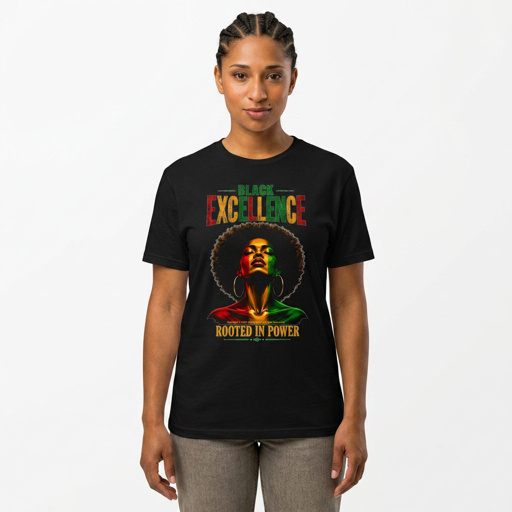 Black Excellence Sista "Rooted in Power" Afrocentric Empowerment Tee
