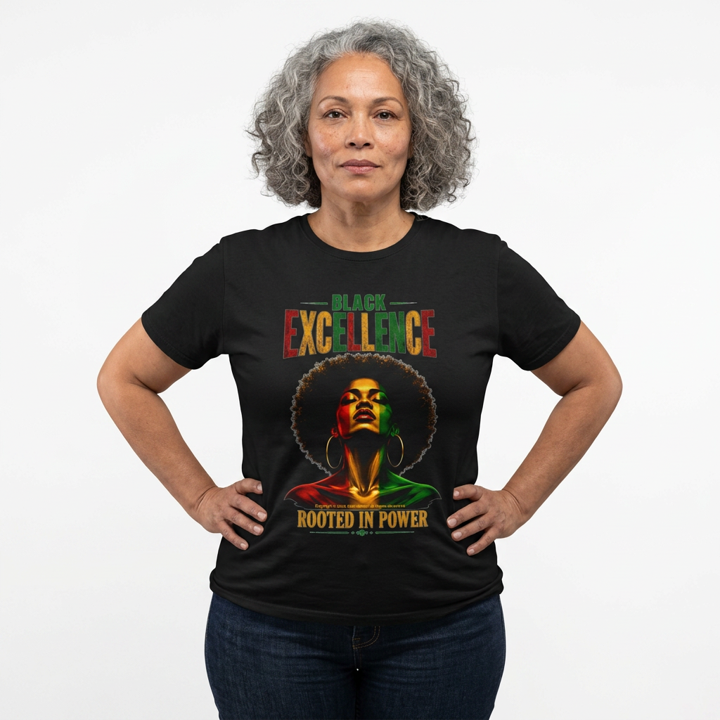 Black Excellence Sista "Rooted in Power" Afrocentric Empowerment Tee