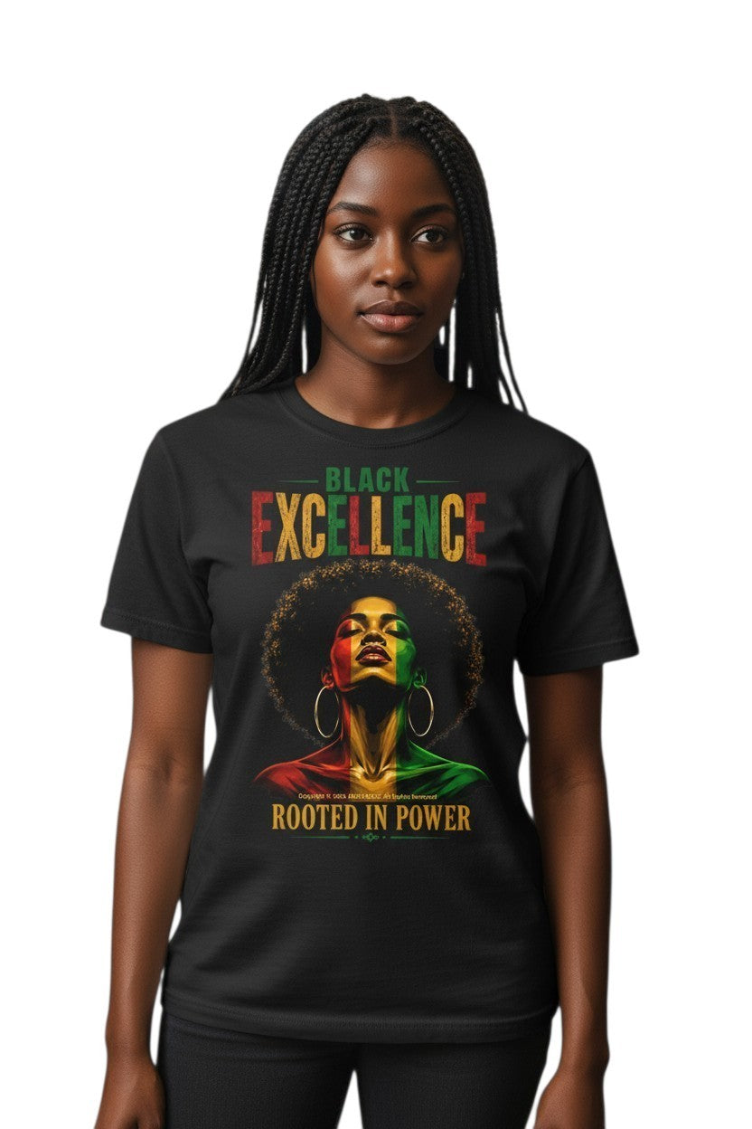 Black Excellence Sista "Rooted in Power" Afrocentric Empowerment Tee