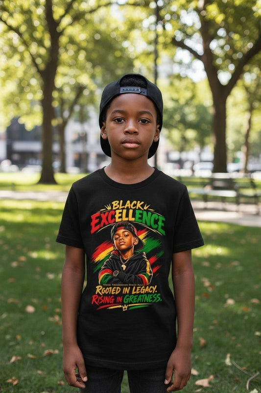 Black Excellence Boys: "Rooted in Legacy, Rising in Greatness" Kids Tee