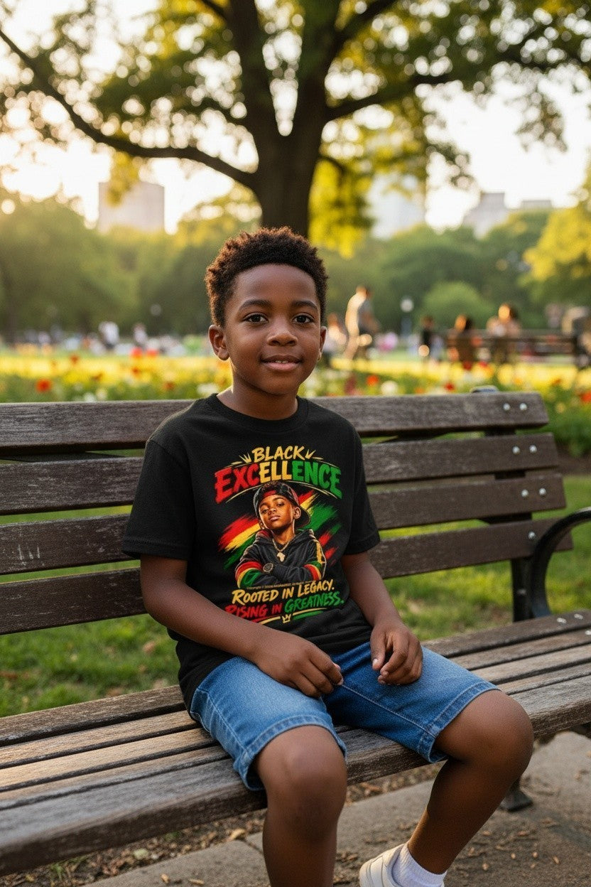 Black Excellence Boys: "Rooted in Legacy, Rising in Greatness" Kids Tee