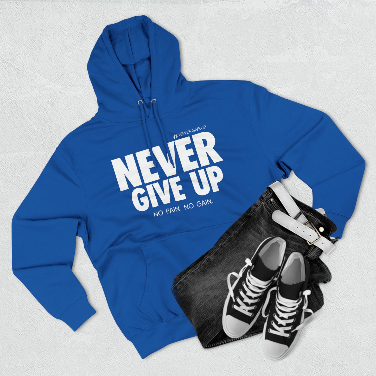 Never Give Up Lane Seven Three-Panel Fleece Hoodie