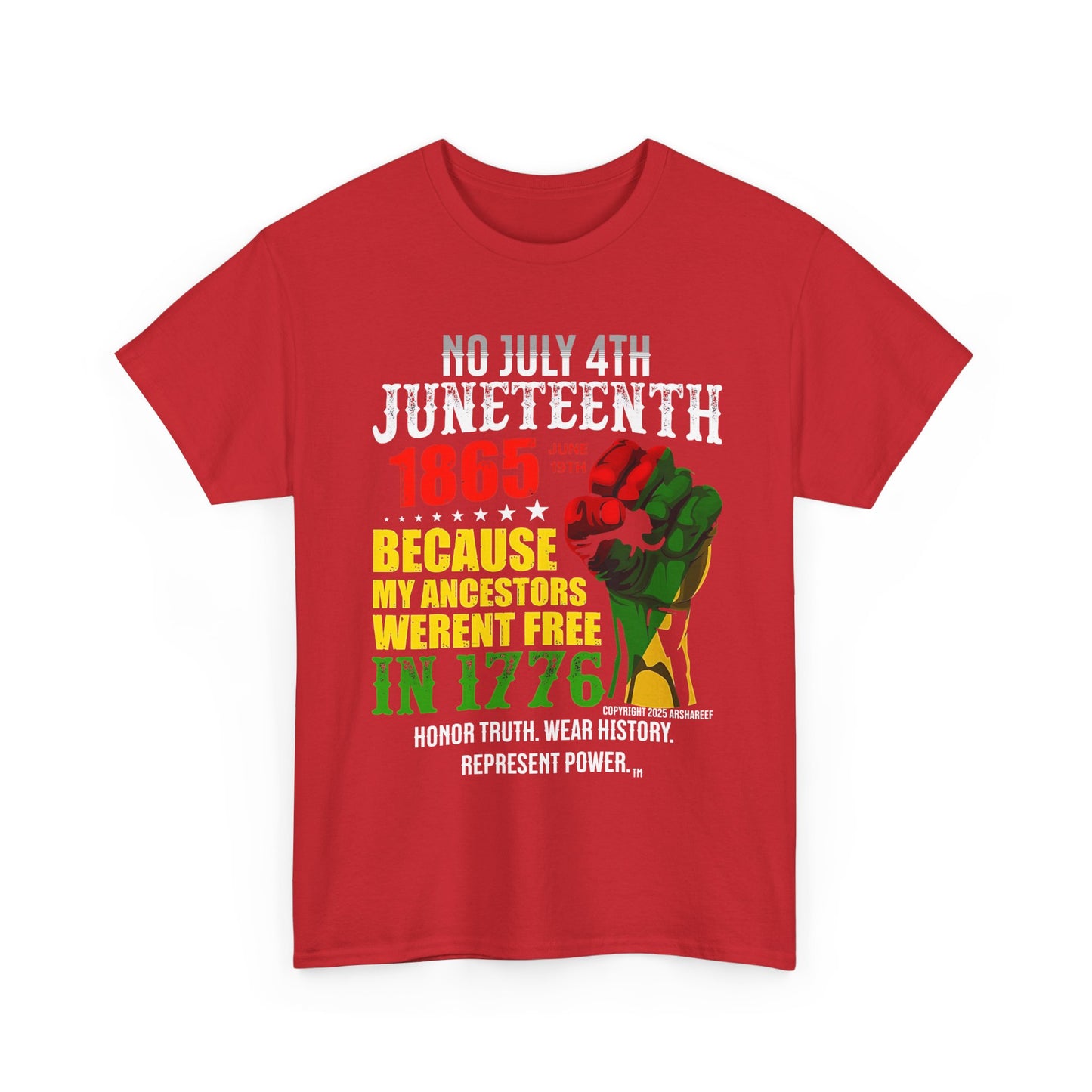 Juneteenth - No July 4th - Unisex Heavy Cotton Awareness Tee
