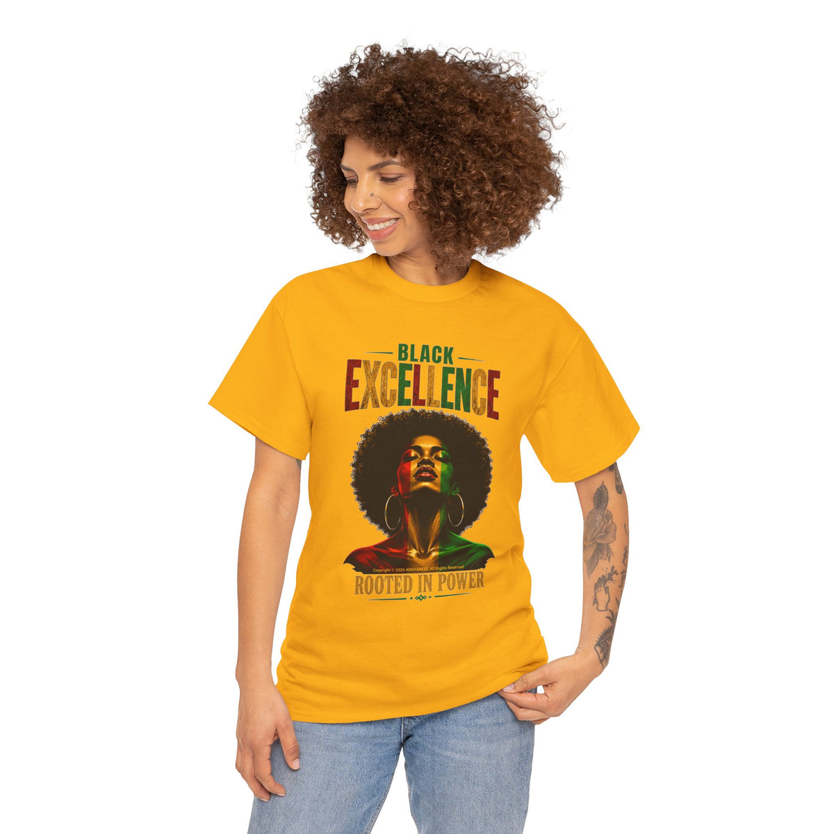Black Excellence Sista "Rooted in Power" Afrocentric Empowerment Tee
