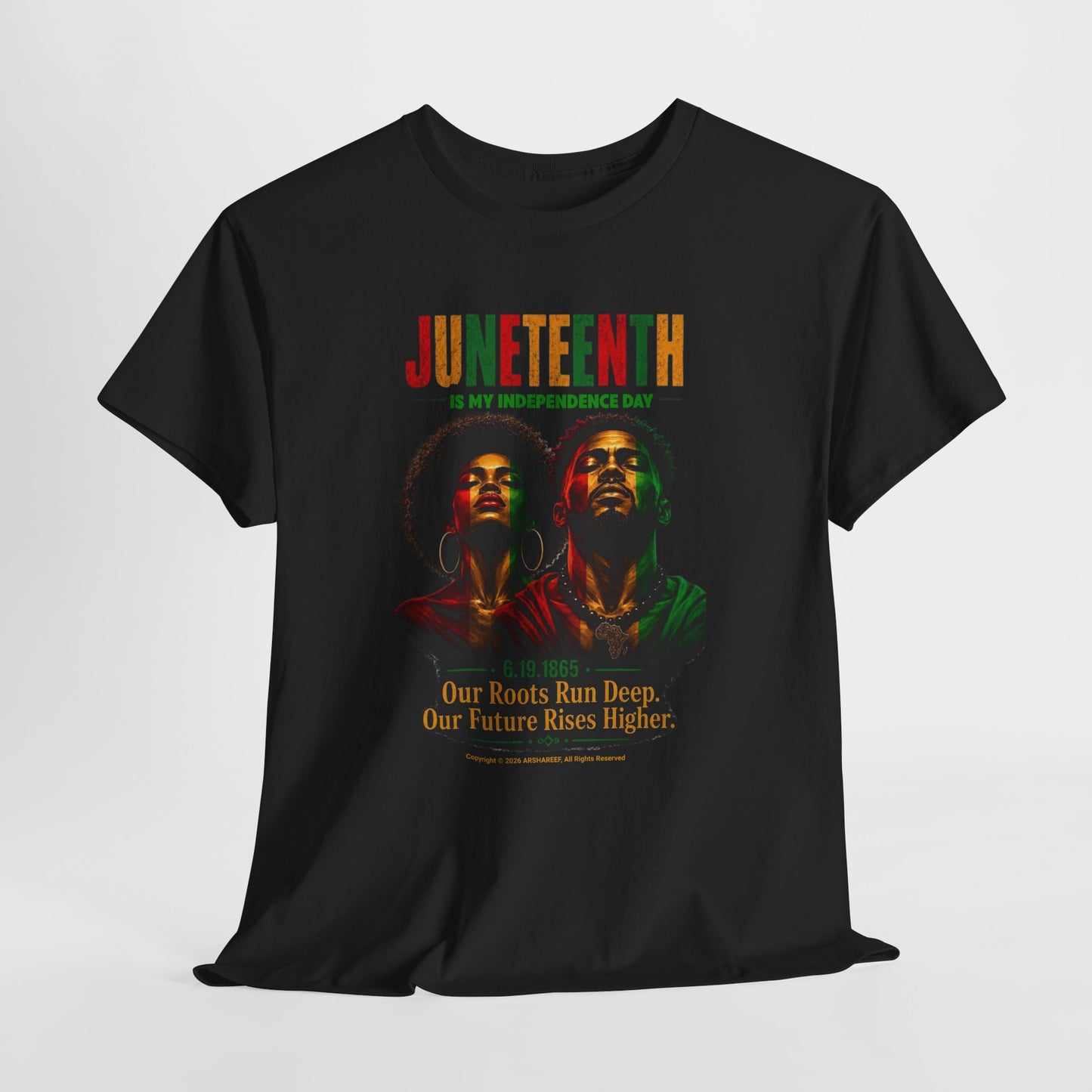 Juneteenth "Our Roots Run Deep" Black Couple Celebration Tee