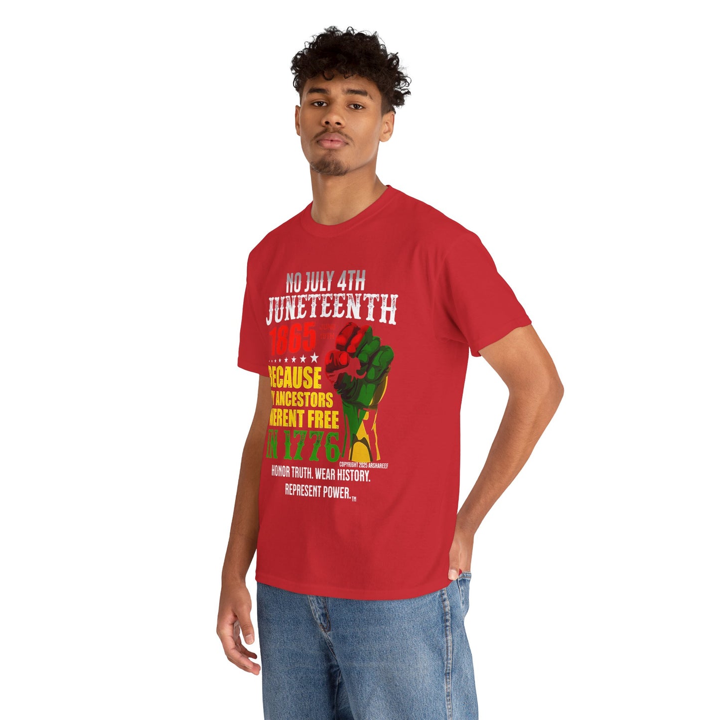 Juneteenth - No July 4th - Unisex Heavy Cotton Awareness Tee