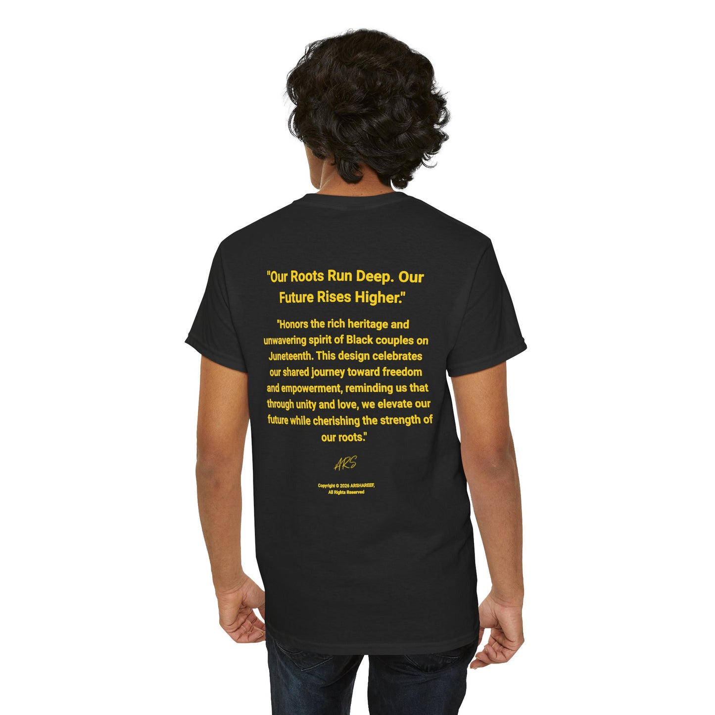 Black Excellence Couple "Our Roots Run Deep, Our Future Rises Higher" Retro Afrocentric Tee
