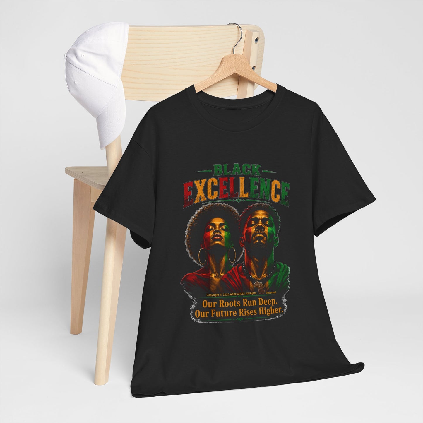 Black Excellence Couple "Our Roots Run Deep, Our Future Rises Higher" Retro Afrocentric Tee
