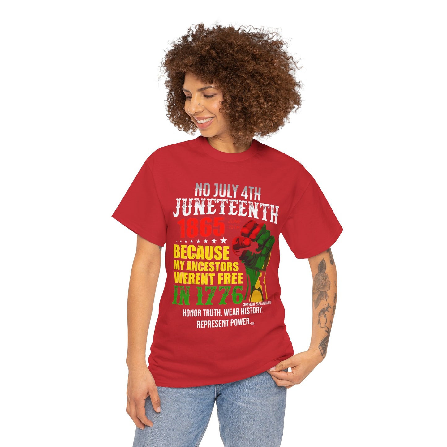 Juneteenth - No July 4th - Unisex Heavy Cotton Awareness Tee