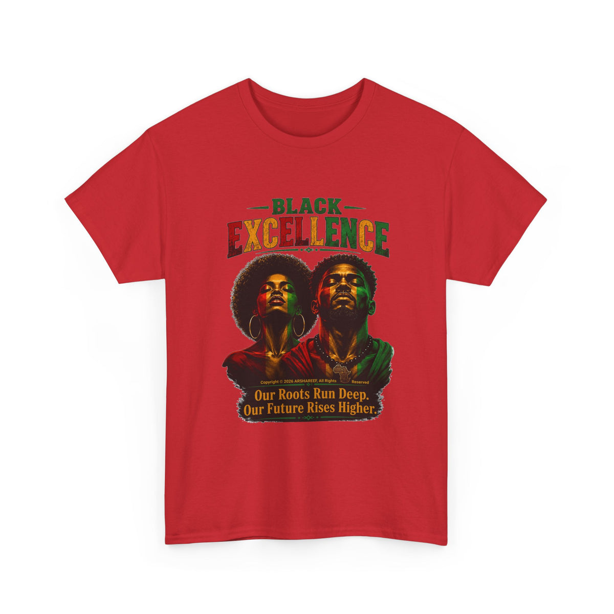 Black Excellence Couple "Our Roots Run Deep, Our Future Rises Higher" Retro Afrocentric Tee