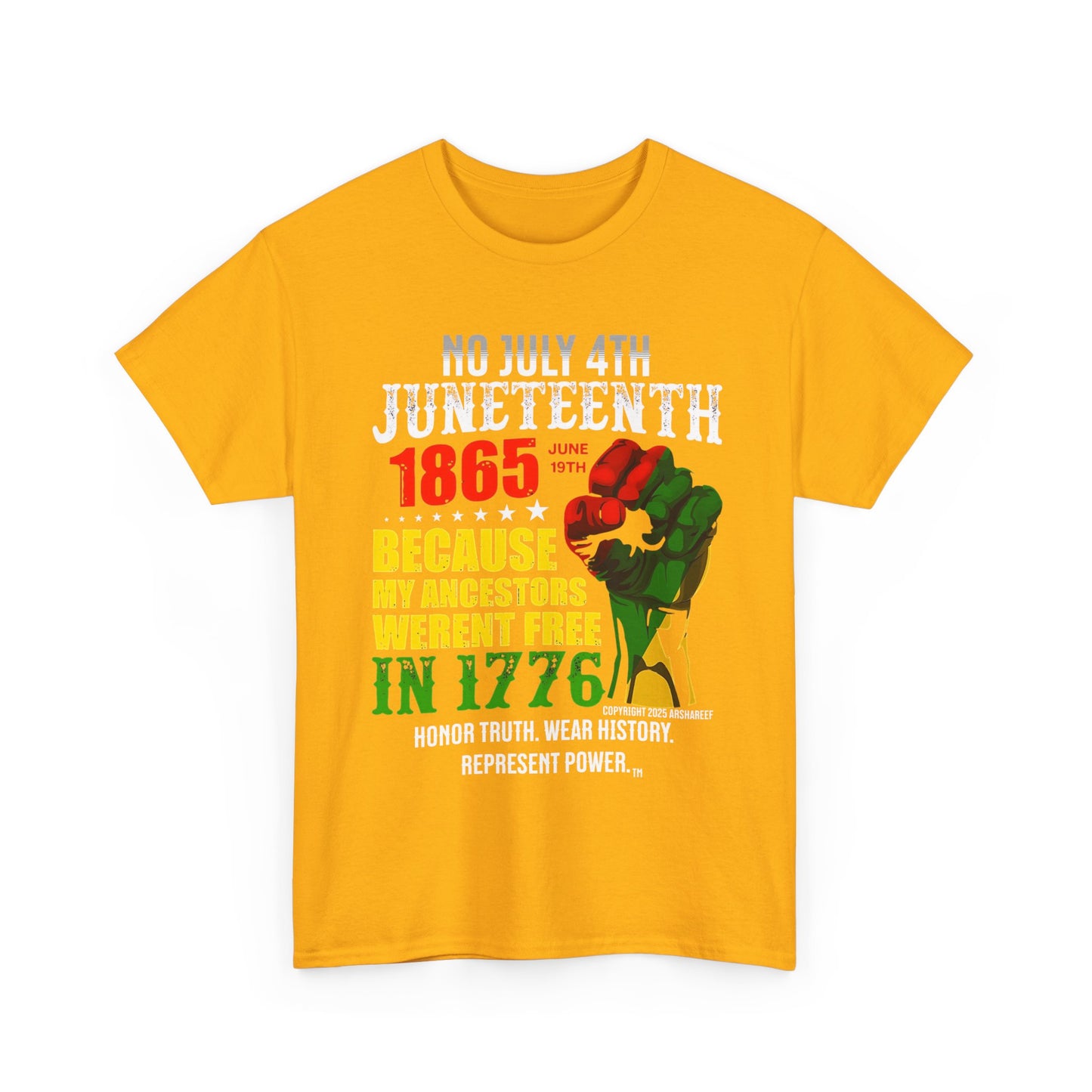 Juneteenth - No July 4th - Unisex Heavy Cotton Awareness Tee