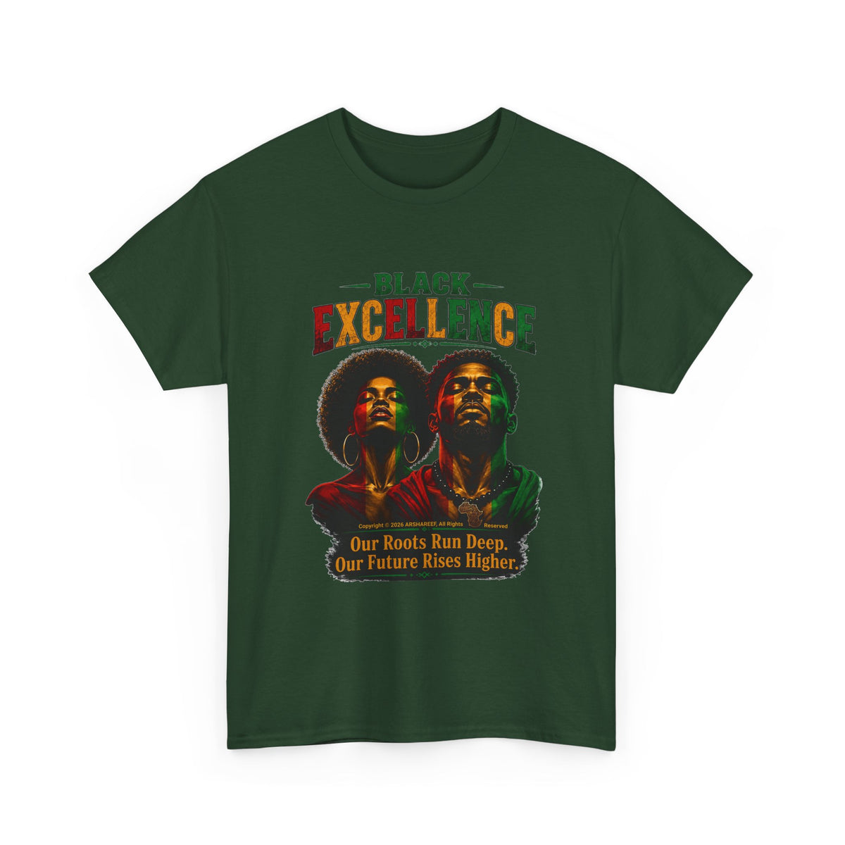 Black Excellence Couple "Our Roots Run Deep, Our Future Rises Higher" Retro Afrocentric Tee