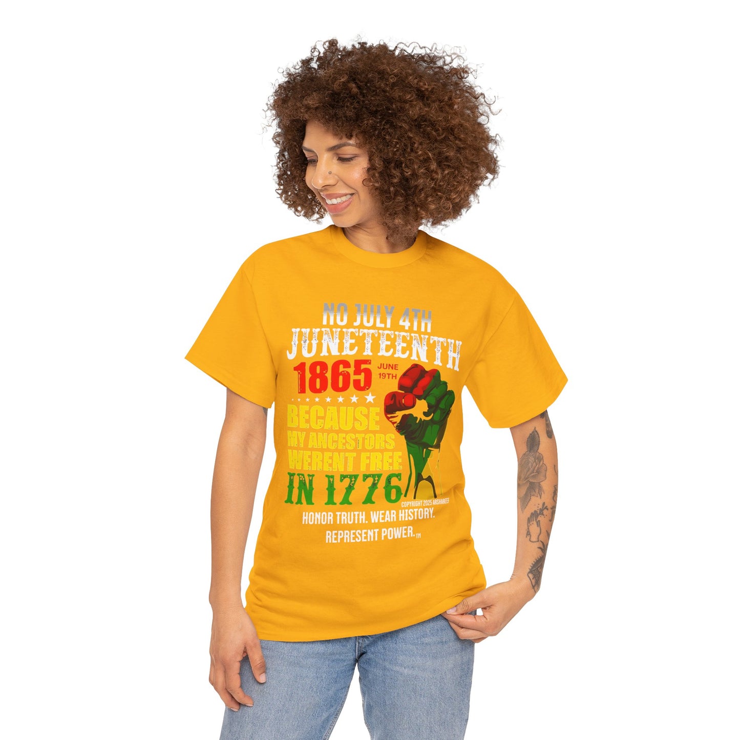 Juneteenth - No July 4th - Unisex Heavy Cotton Awareness Tee
