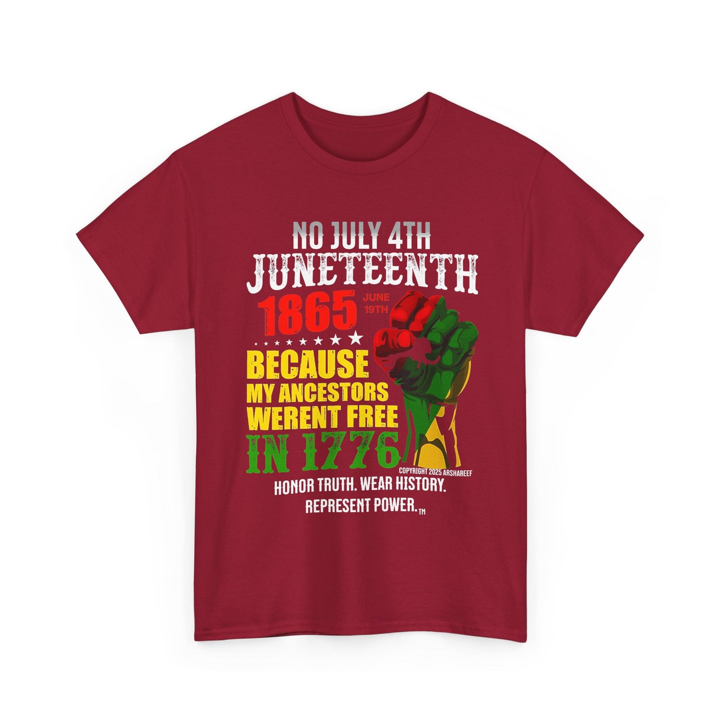 Juneteenth - No July 4th - Unisex Heavy Cotton Awareness Tee