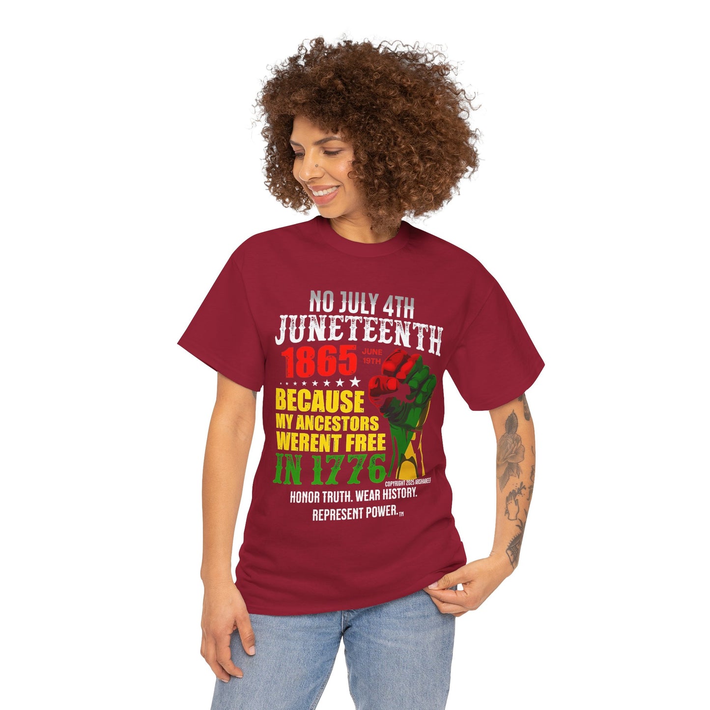 Juneteenth - No July 4th - Unisex Heavy Cotton Awareness Tee