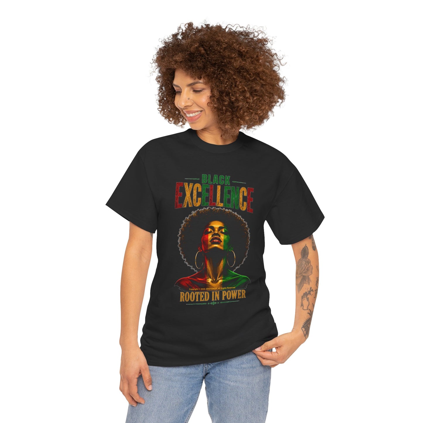 Black Excellence Sista "Rooted in Power" Afrocentric Empowerment Tee