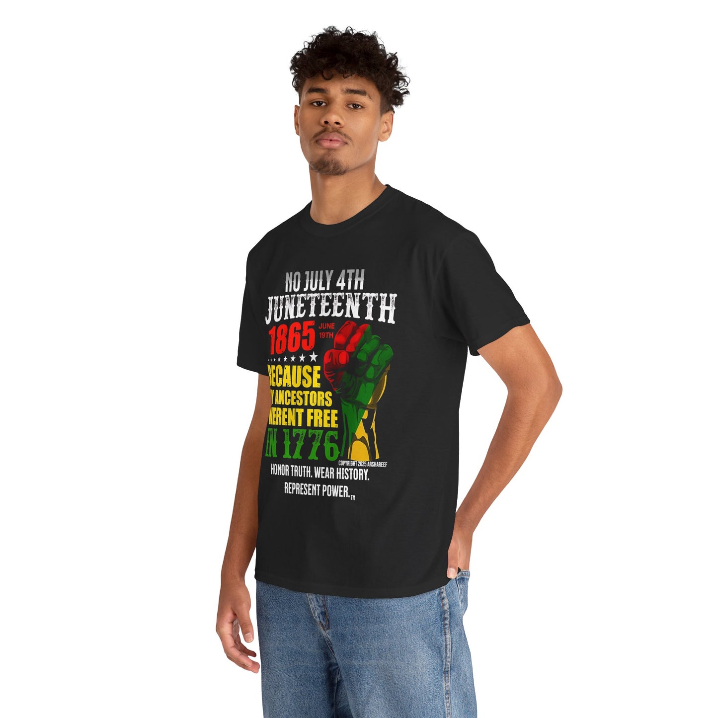 Juneteenth - No July 4th - Unisex Heavy Cotton Awareness Tee
