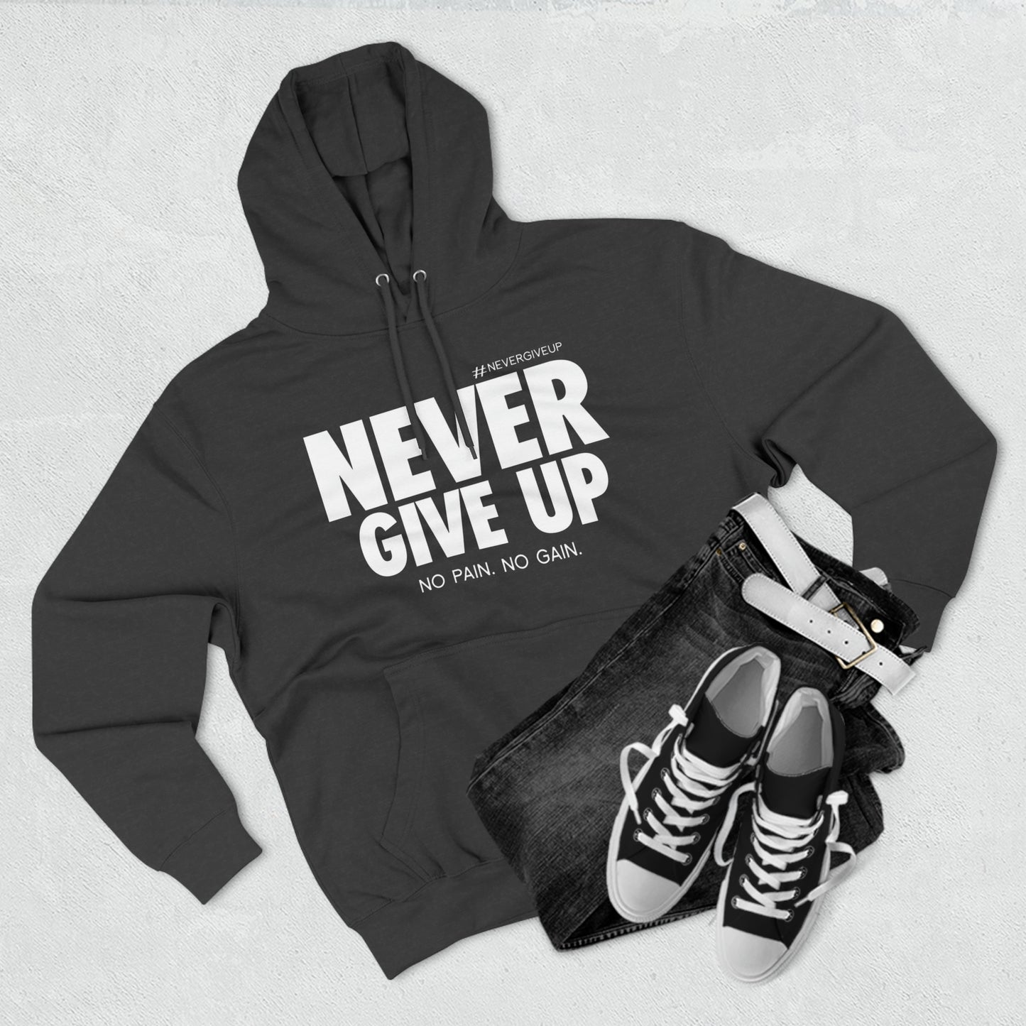Never Give Up Lane Seven Three-Panel Fleece Hoodie